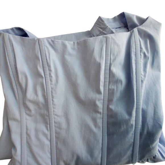 Blue Cotton Sleeveless Midi Dress With Fitted Bodice & Flared Skirt Size M - Picture 6 of 11